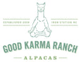 Good Karma Ranch Logo with meditating alpaca